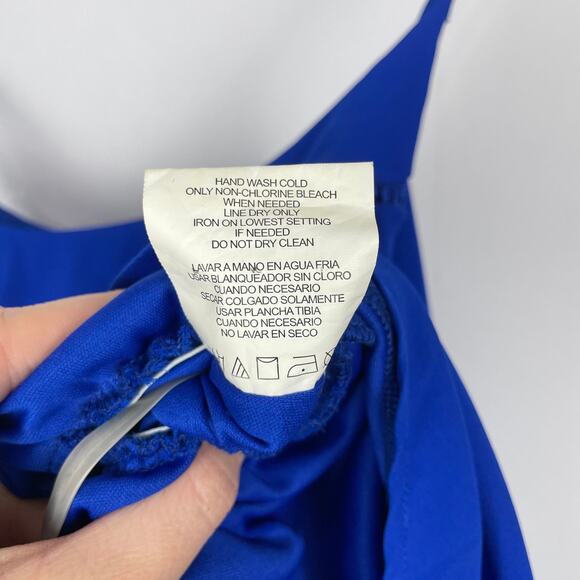 Gianni Bini | Cobalt Blue Layered Lace Trim Sleeveless Blouson Mini Dress - Picture 12 of 12